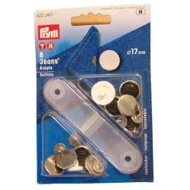 Prym Jeans Knöpfe 622 240 silber, Karte á 8 St.  17 mm